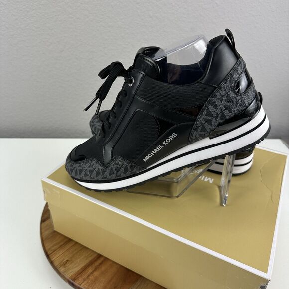 Michael Kors Wilma Trainer Tech Canvas Black Women’s 9M‎ Casual Holiday Gift Box - Picture 4 of 10